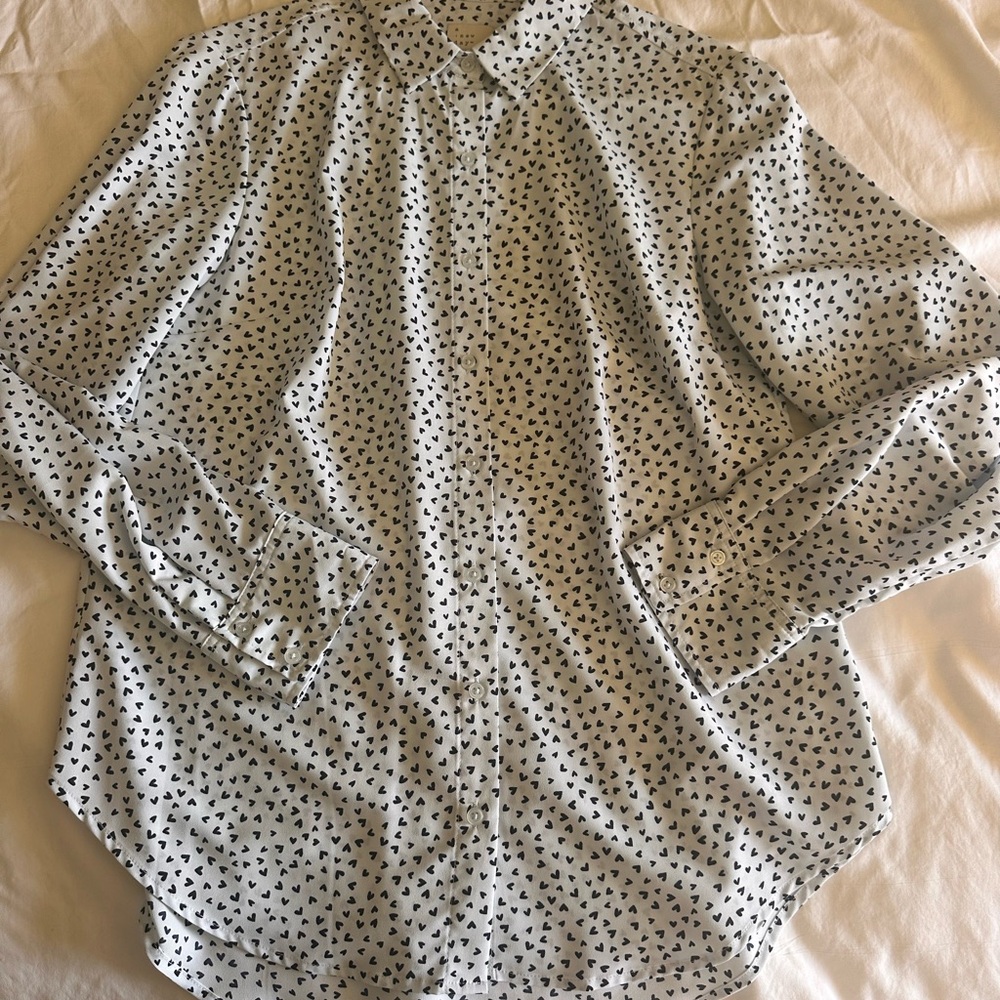 a new day Black and White Heart Button-Down Shirt